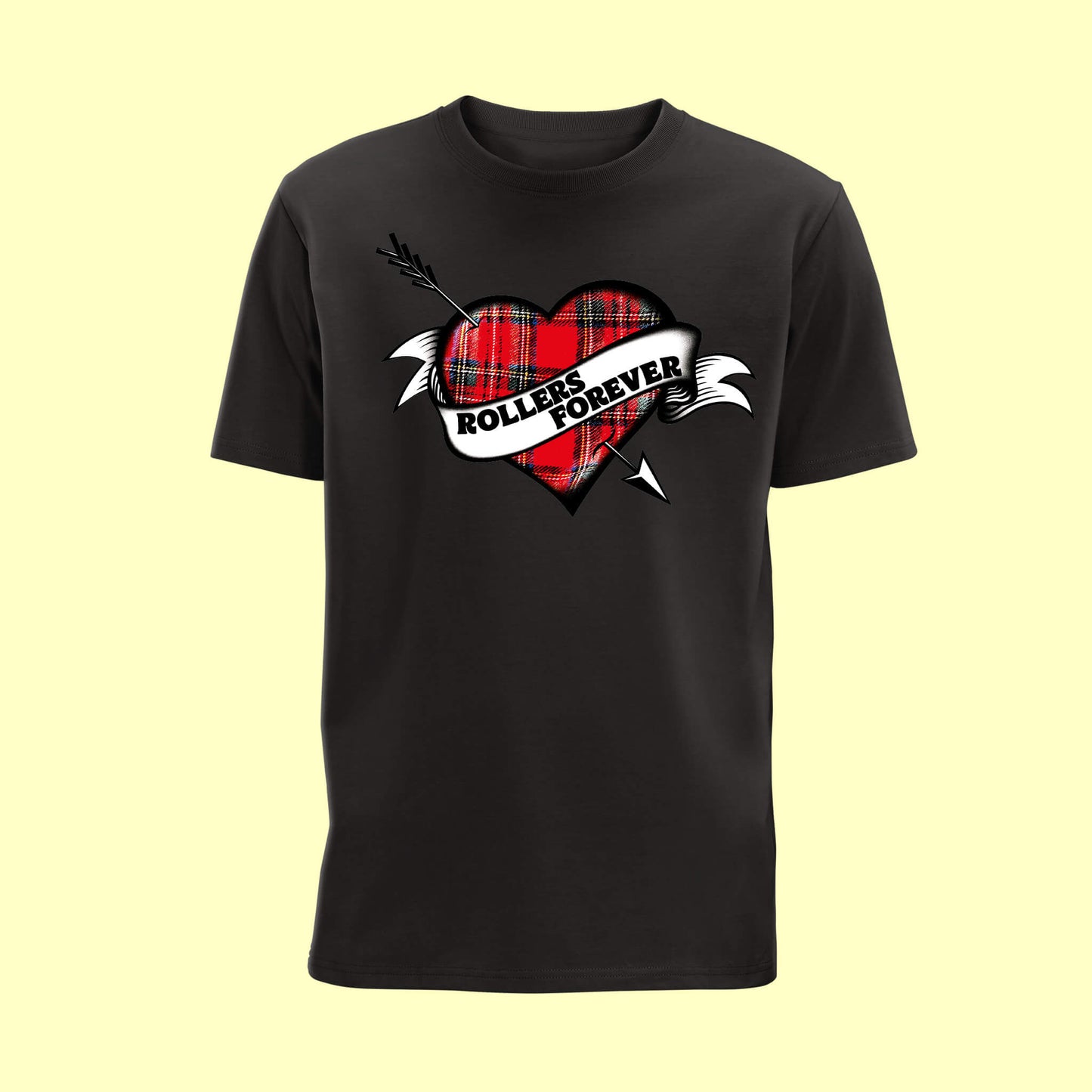 Front view of Black Heart T-Shirt - Rollers Forever