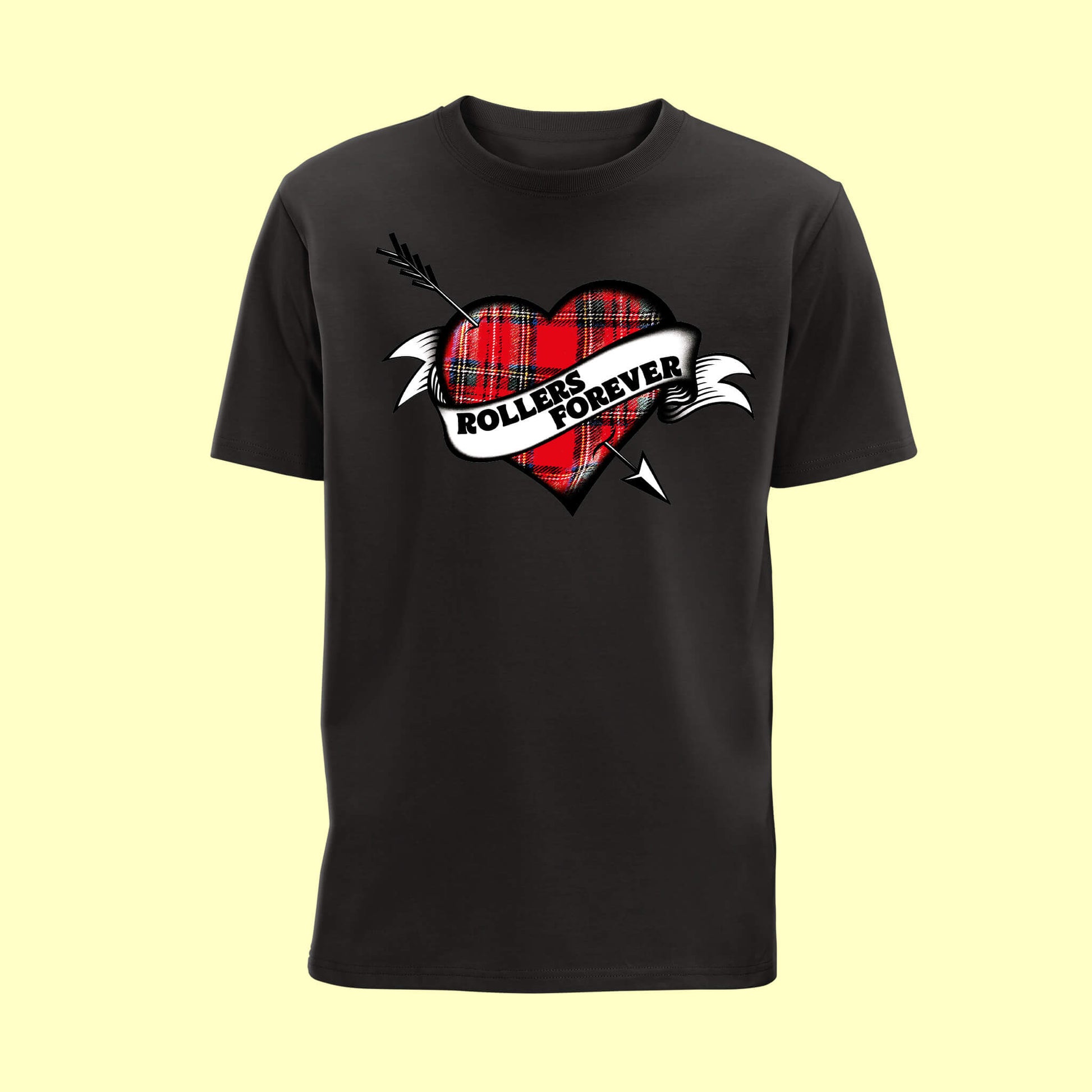 Front view of Black Heart T-Shirt - Rollers Forever